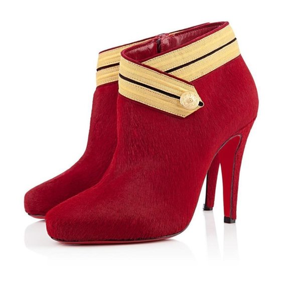 Christian Louboutin Shoes - Christian Louboutin MARYCHAL Red Pony Hair Ankle Booties Boots Heels